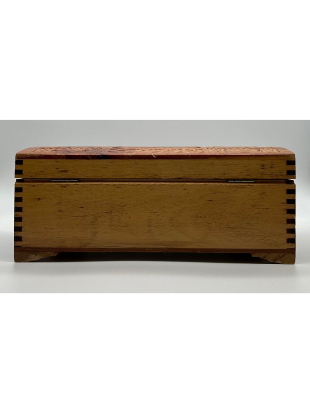 Vintage Handcrafted Wooden Jewelry Keepsake Box Treasure Chest Interior Mirror - Picture 5 of 11